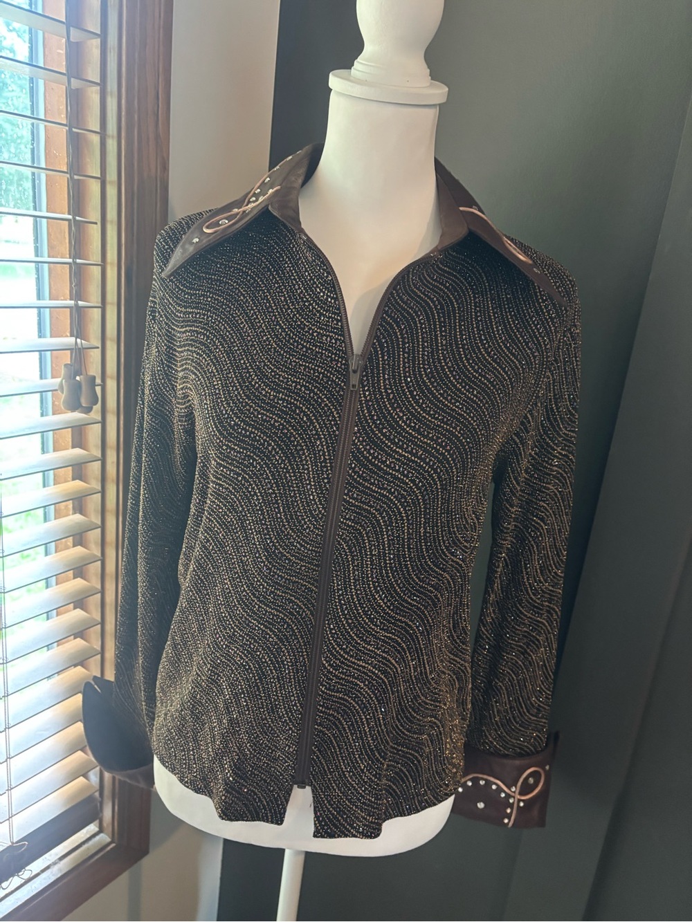 Vintage 90s 1849 Ranchwear Western Zip Jacket Brown Studded Rodeo Womens L